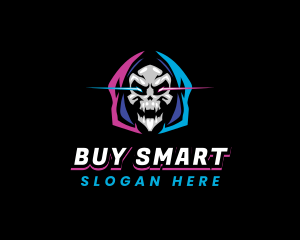 Skull Gaming Neon logo design