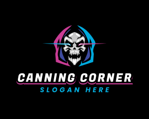 Skull Gaming Neon logo design