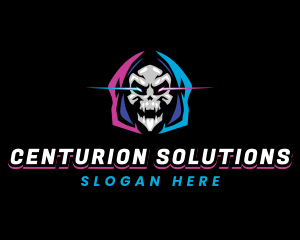 Skull Gaming Neon logo design