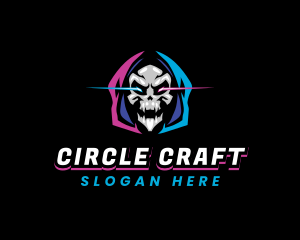 Skull Gaming Neon logo design