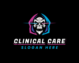 Skull Gaming Neon logo design