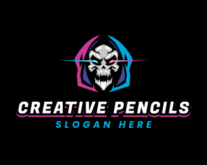 Skull Gaming Neon logo design