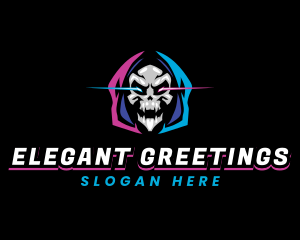 Skull Gaming Neon logo design