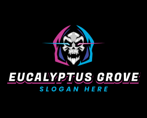 Skull Gaming Neon logo design