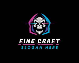 Skull Gaming Neon logo design