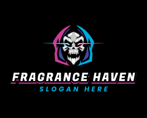 Skull Gaming Neon logo design