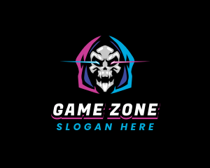 Skull Gaming Neon logo design