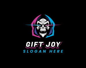 Skull Gaming Neon logo design