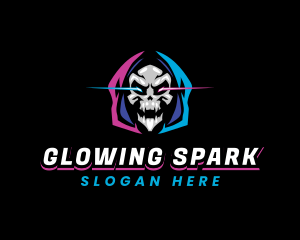 Skull Gaming Neon logo design