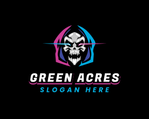 Skull Gaming Neon logo design