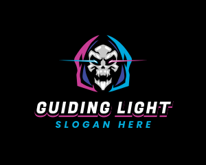 Skull Gaming Neon logo design