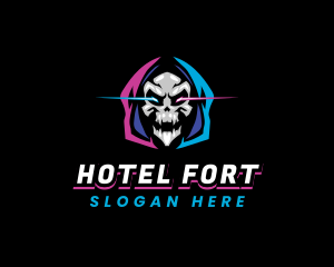 Skull Gaming Neon logo design