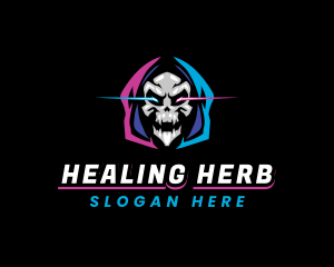 Skull Gaming Neon logo design