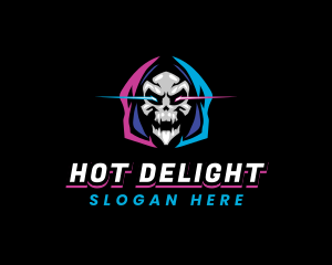 Skull Gaming Neon logo design