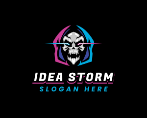 Skull Gaming Neon logo design