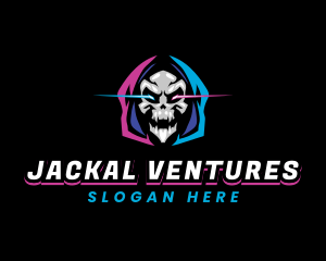 Skull Gaming Neon logo design