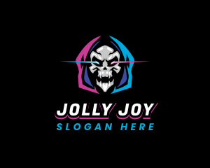 Skull Gaming Neon logo design