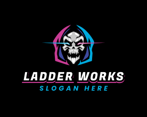 Skull Gaming Neon logo design