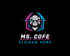 Skull Gaming Neon logo design