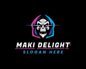 Skull Gaming Neon logo design