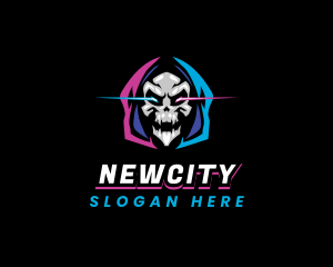 Skull Gaming Neon logo design