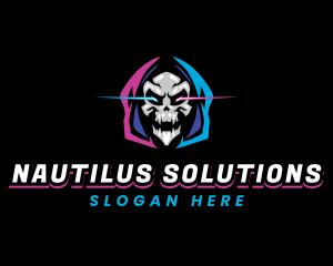 Skull Gaming Neon logo design