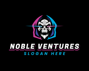 Skull Gaming Neon logo design