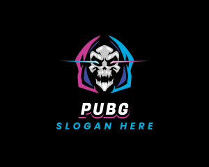 Skull Gaming Neon logo design