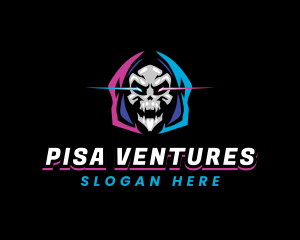 Skull Gaming Neon logo design