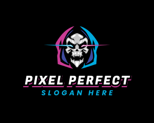 Skull Gaming Neon logo design