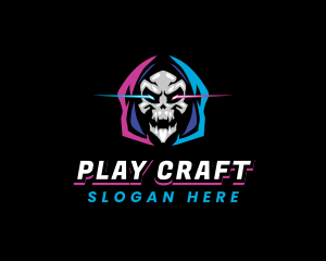 Skull Gaming Neon logo design