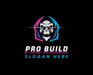 Skull Gaming Neon logo design