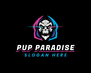 Skull Gaming Neon logo design