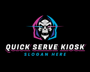 Skull Gaming Neon logo design