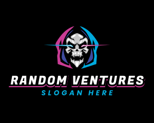 Skull Gaming Neon logo design