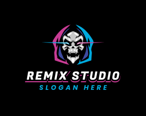 Skull Gaming Neon logo design