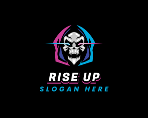 Skull Gaming Neon logo design