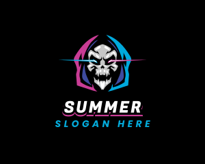 Skull Gaming Neon logo design