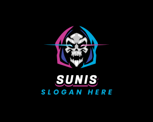 Skull Gaming Neon logo design