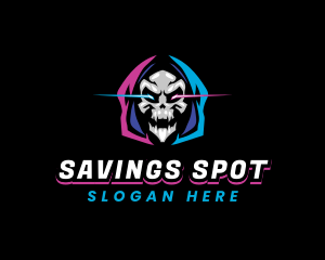 Skull Gaming Neon logo design