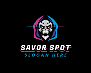 Skull Gaming Neon logo design