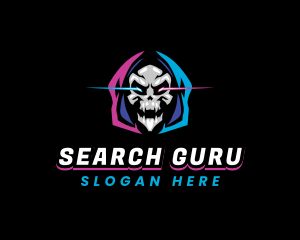 Skull Gaming Neon logo design