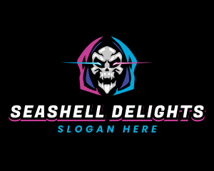 Skull Gaming Neon logo design