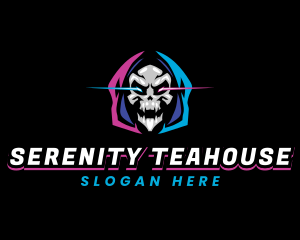 Skull Gaming Neon logo design