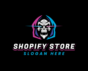 Skull Gaming Neon logo design