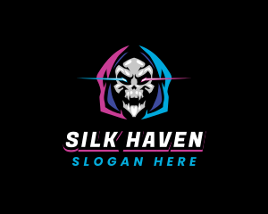 Skull Gaming Neon logo design