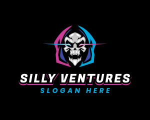 Skull Gaming Neon logo design