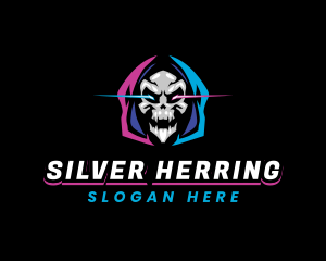 Skull Gaming Neon logo design