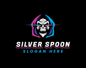 Skull Gaming Neon logo design