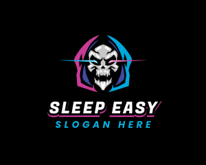 Skull Gaming Neon logo design